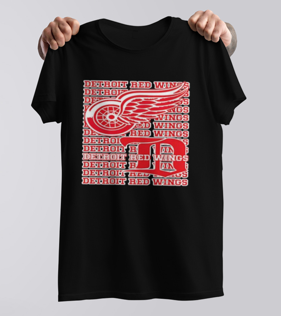 Detroit Red Wings Iconic Winged Wheel Logo Detroit D Red Wings Win T-Shirt