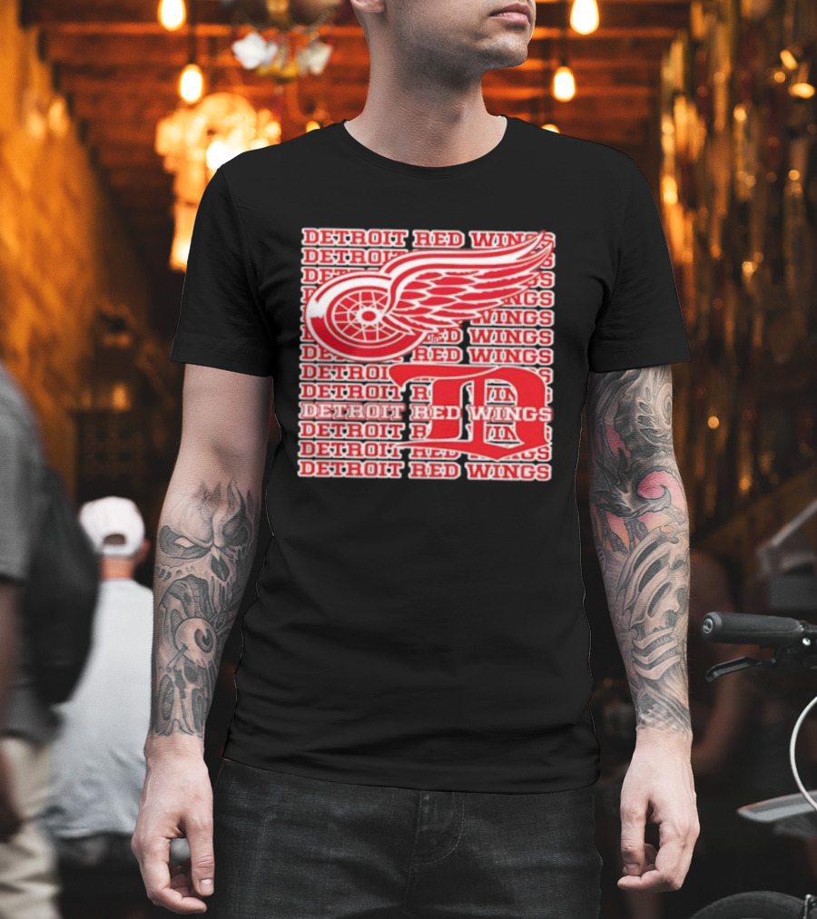 Detroit Red Wings Iconic Winged Wheel Logo Detroit D Red Wings Win T-Shirt