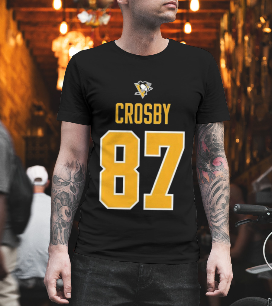 Crosby 87 Black Pittsburgh Penguins Stylish T-Shirt