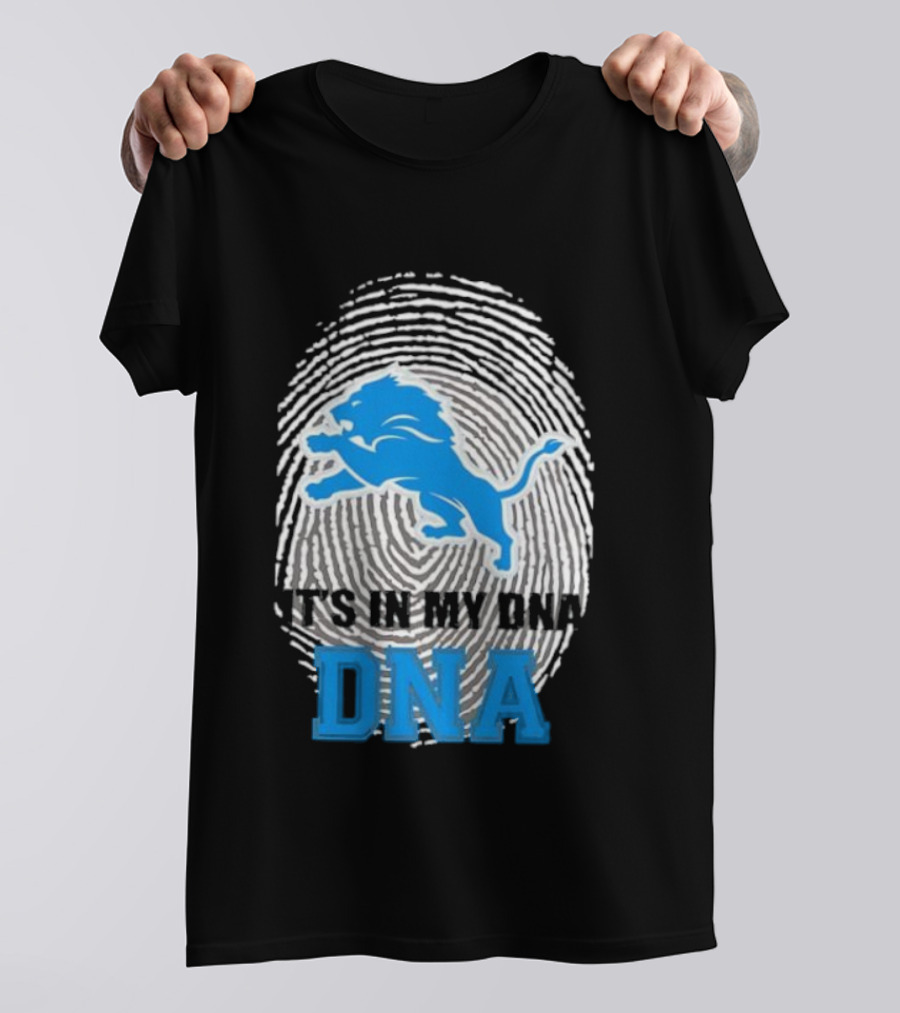 Detroit Lions It's In My DNA Fingerprint Lion Logo T-Shirt