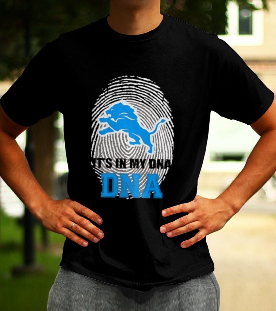 Detroit Lions It's In My DNA Fingerprint Lion Logo T-Shirt