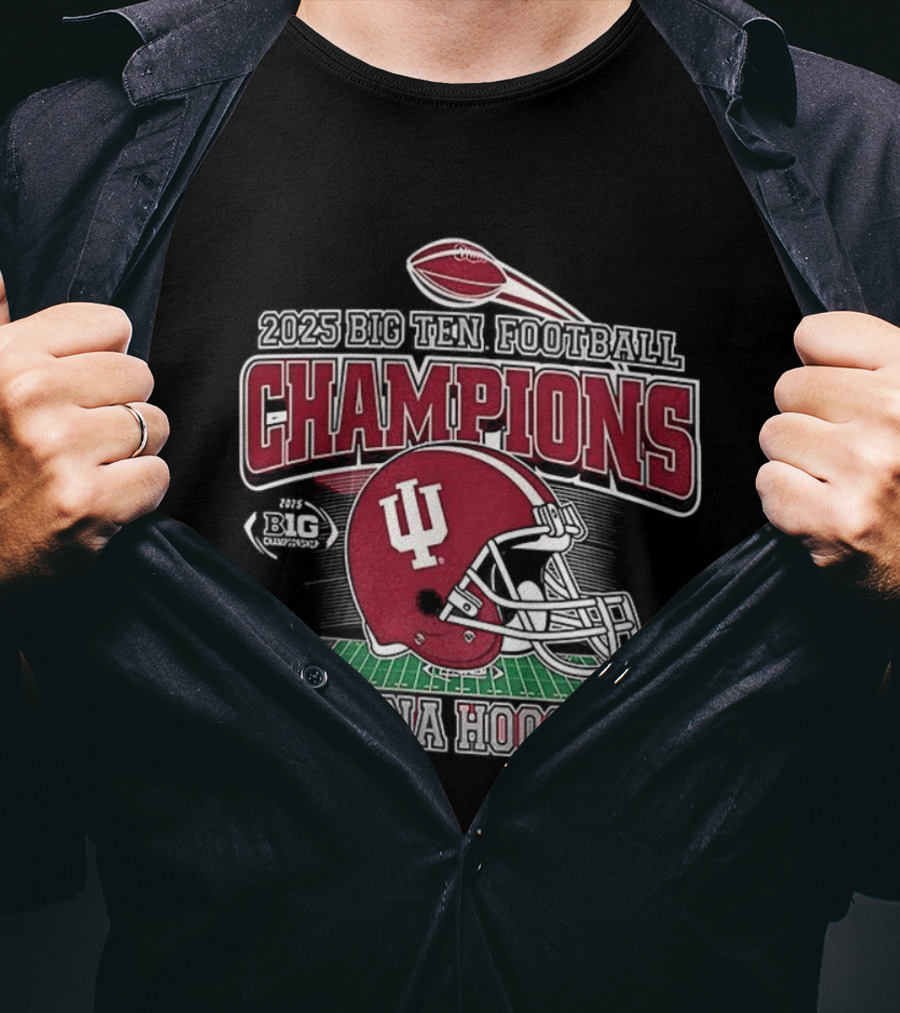 Indiana Hoosiers 2025 Big Ten Football Champions IU Helmet T-Shirt