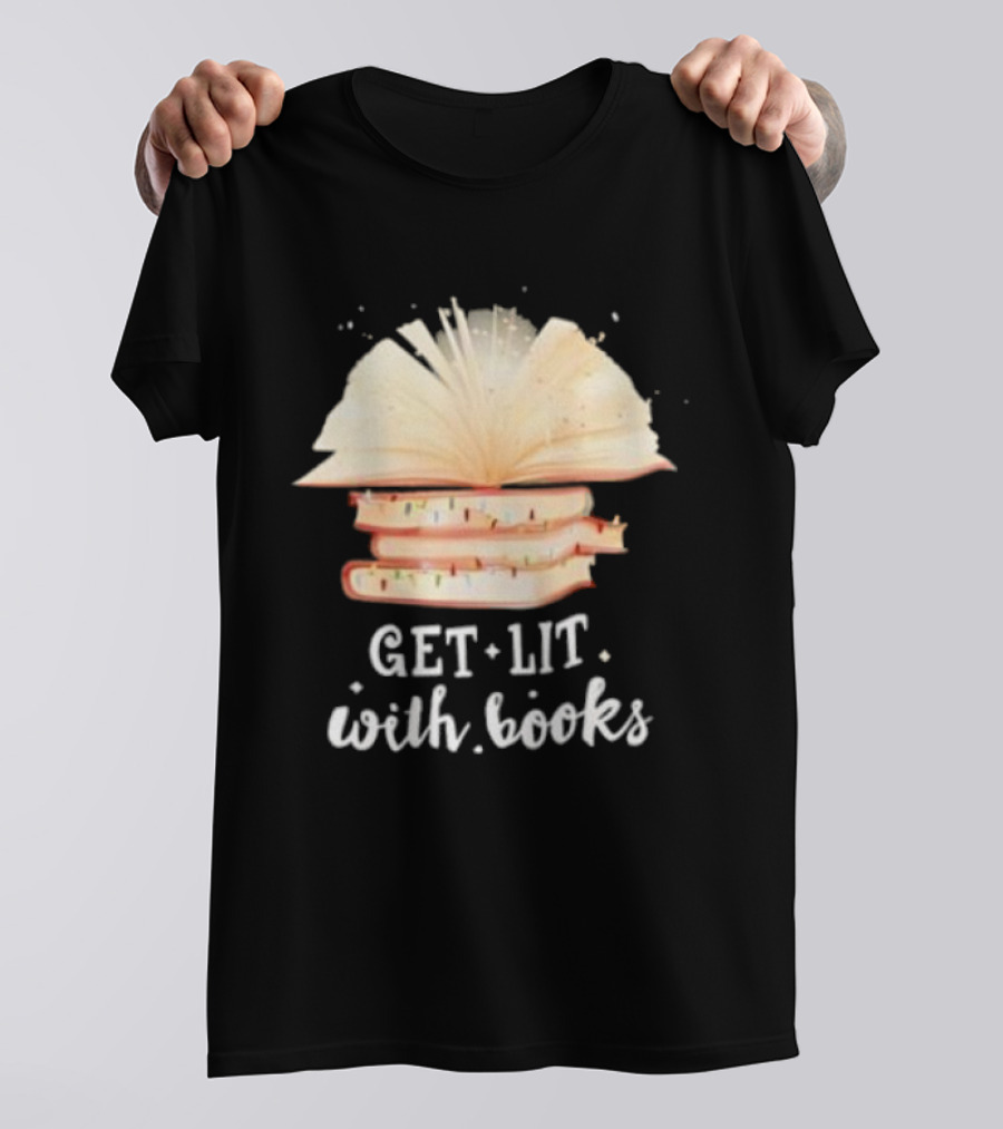 Get Lit With Books Open Book Christmas Tree T-Shirt