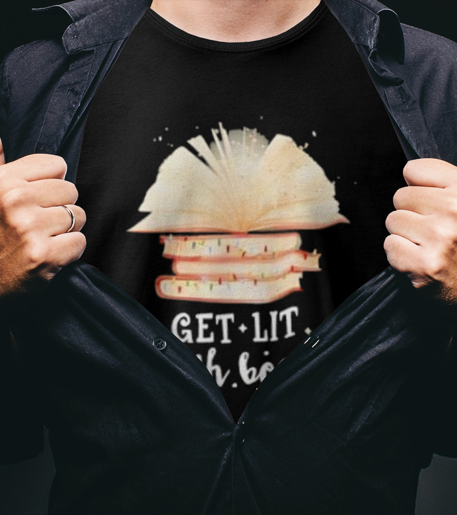 Get Lit With Books Open Book Christmas Tree T-Shirt