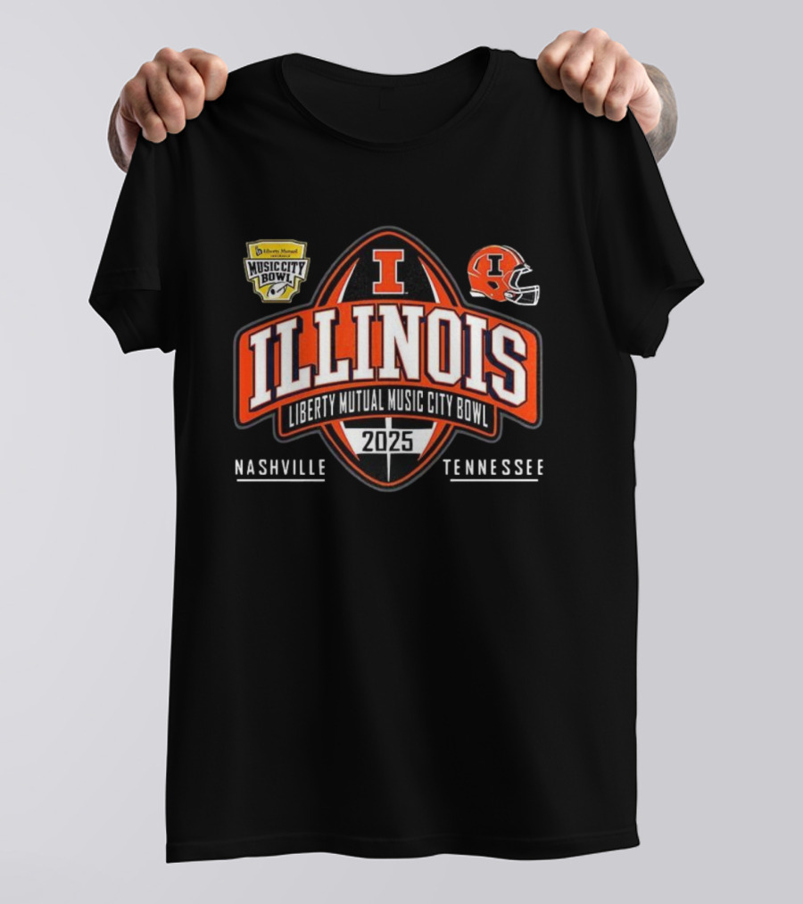 Liberty Mutual Music City Bowl Illinois 2025 Nashville Tennessee Football Helmet T-Shirt