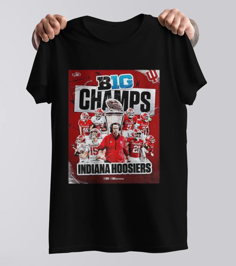 B1G Champs Indiana Hoosiers Football Team 2025 Victory T-Shirt