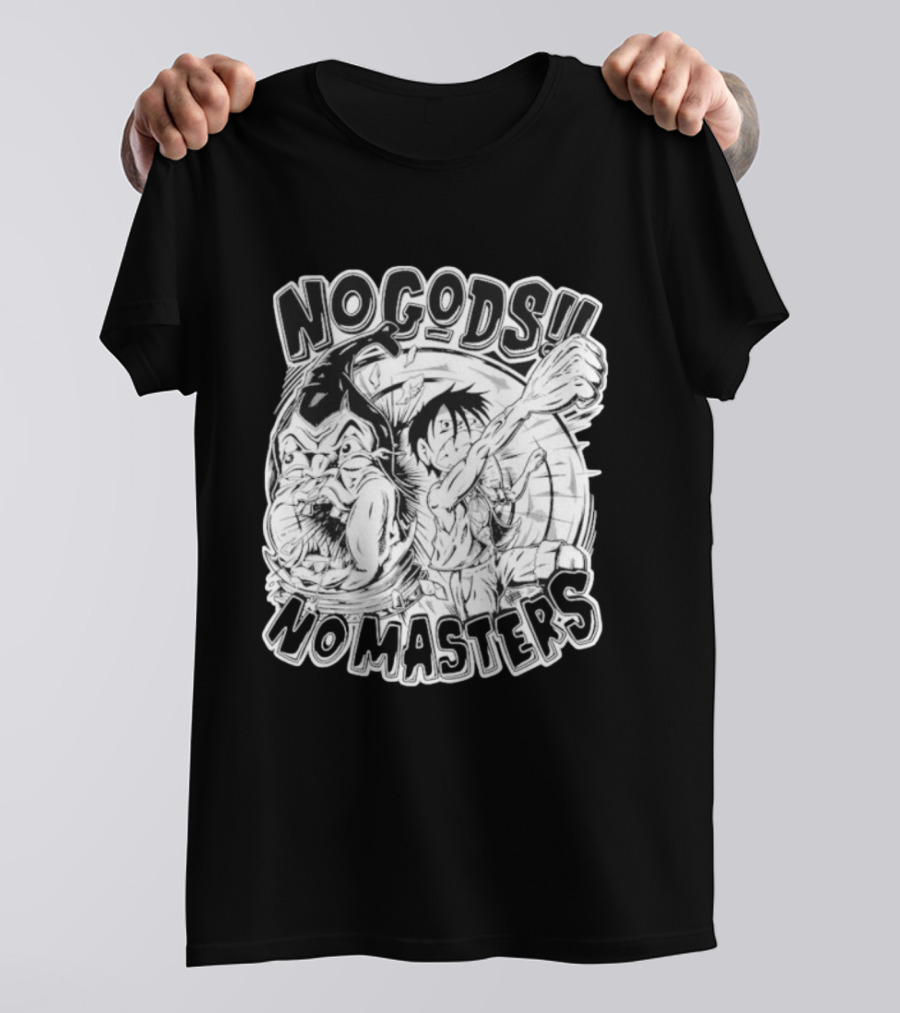 Luffy No Gods No Masters Powerful Artwork T-Shirt