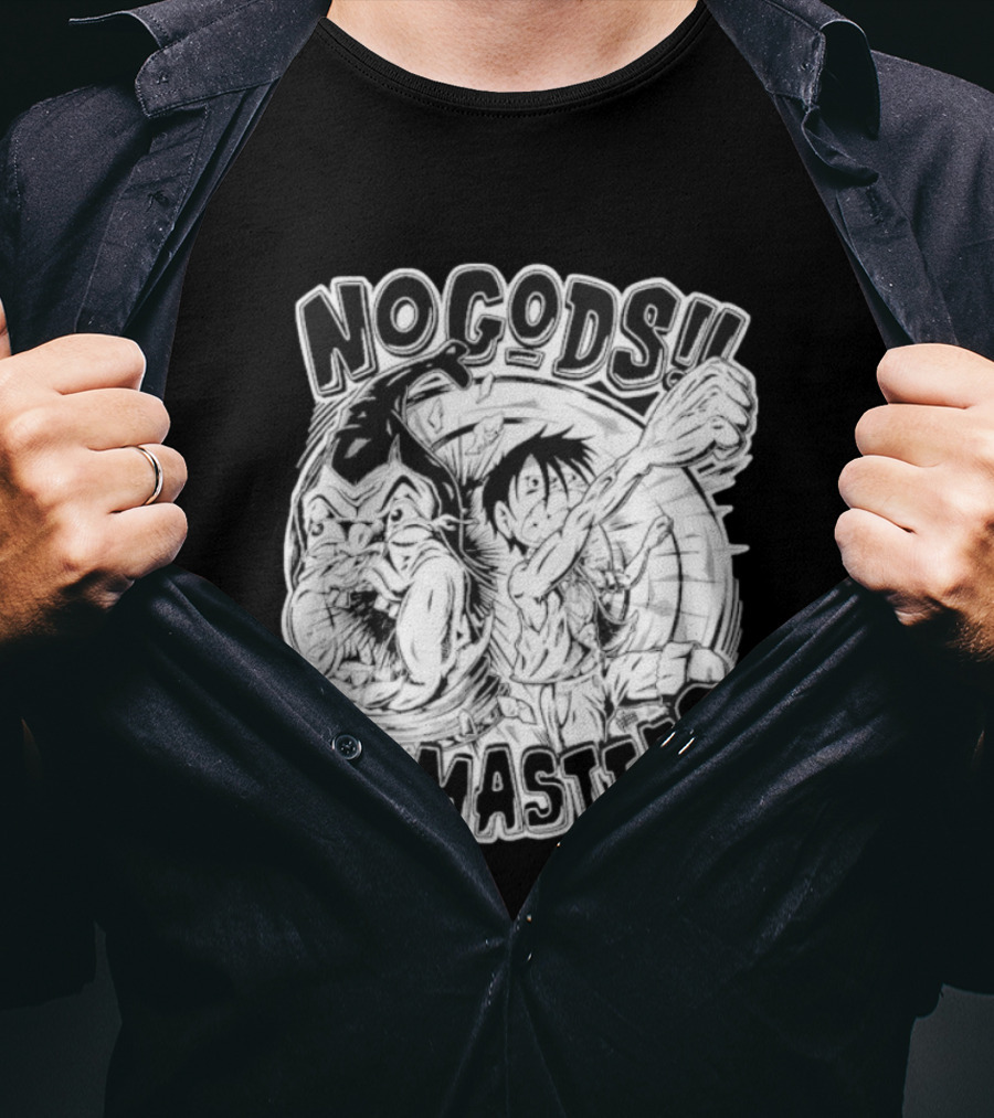 Luffy No Gods No Masters Powerful Artwork T-Shirt