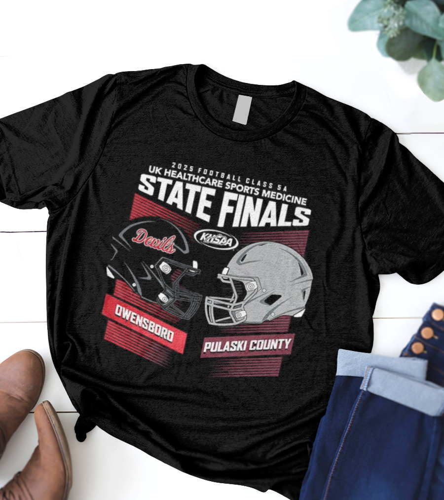 Owensboro Devils Vs Pulaski County 2025 KHSAA State Finals Football Helmets UK Kroger Field T-Shirt