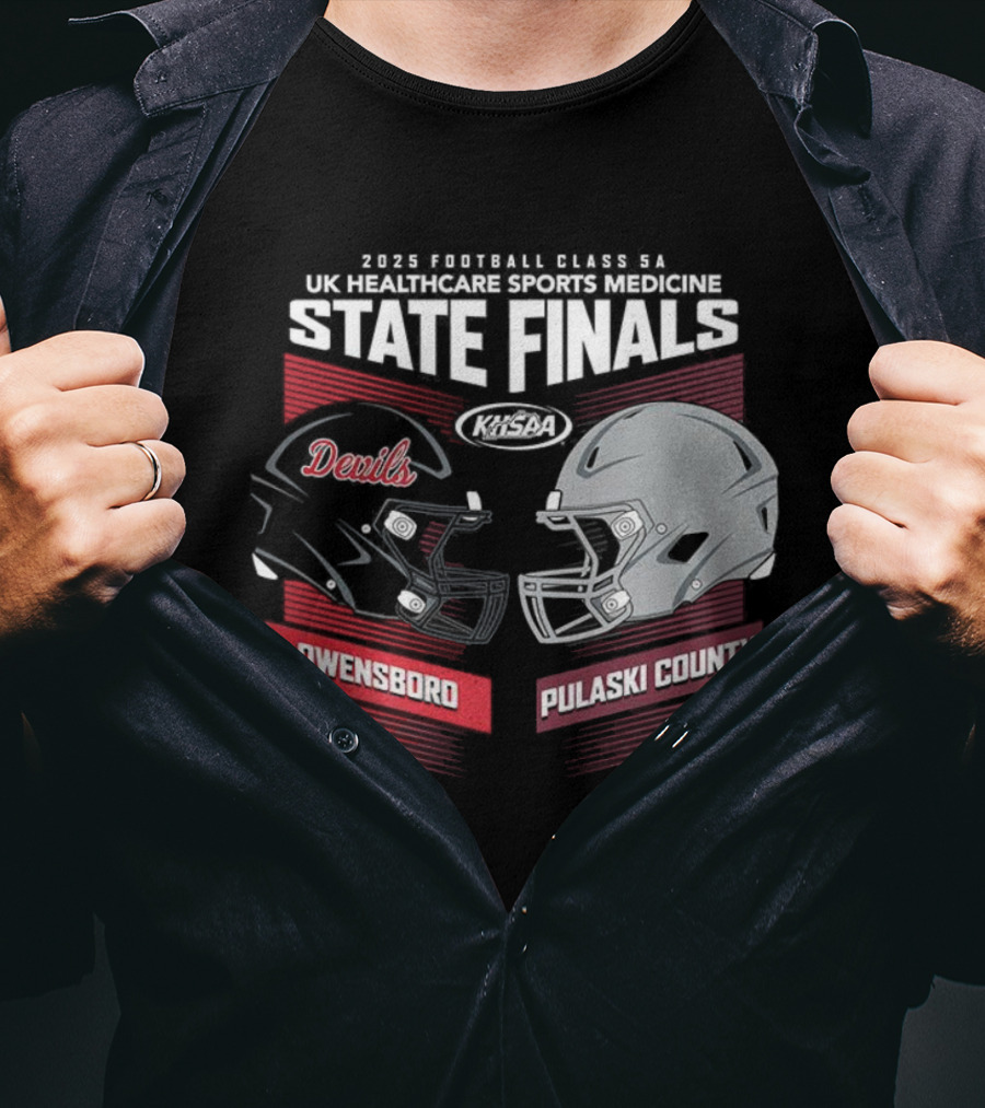 Owensboro Devils Vs Pulaski County 2025 KHSAA State Finals Football Helmets UK Kroger Field T-Shirt