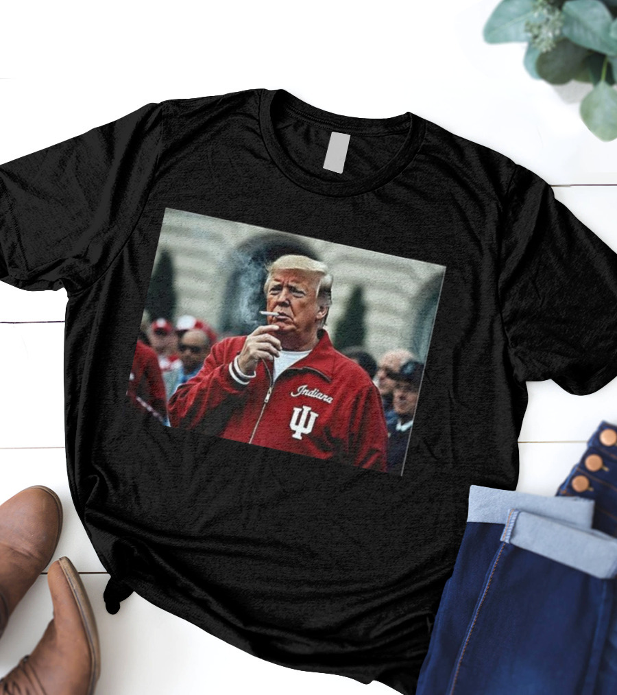 Indiana Hoosiers Trump Smoking Football Meme T-Shirt
