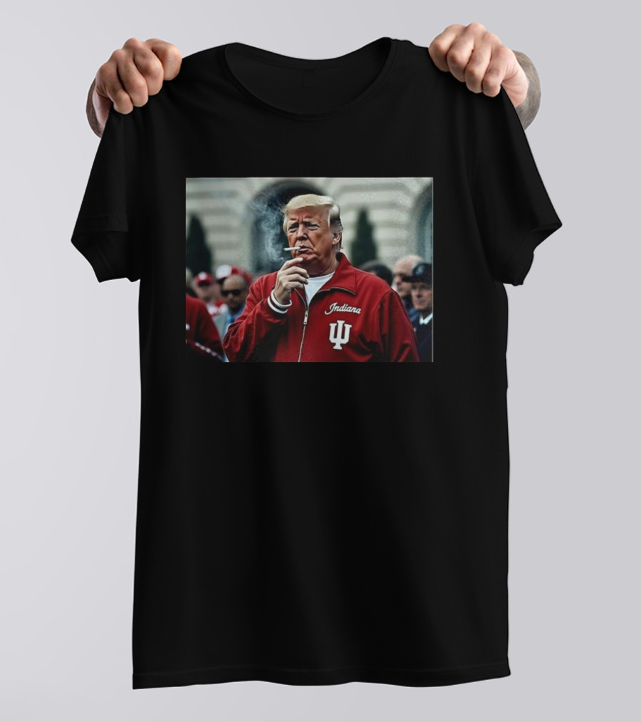 Indiana Hoosiers Trump Smoking Football Meme T-Shirt