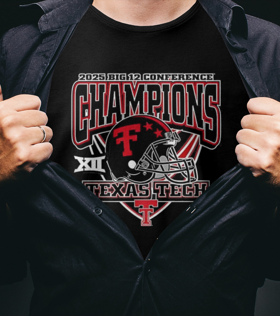 Texas Tech Red Raiders 2025 Big 12 Champions Helmet T-Shirt