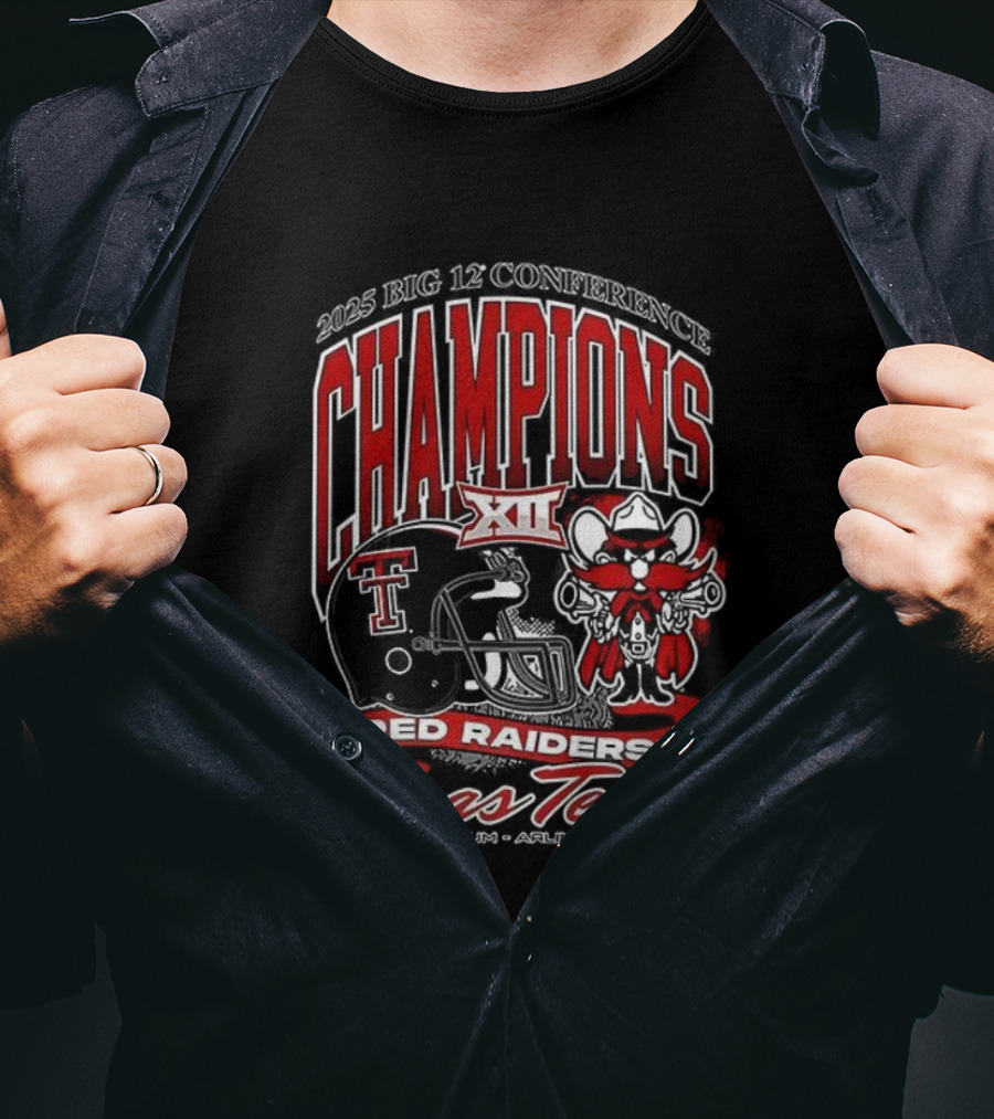 Texas Tech Red Raiders 2025 Big 12 Champions Texas Tech Football T-Shirt