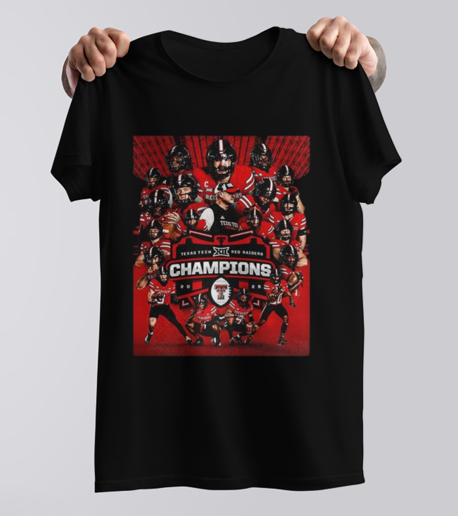 Texas Tech Red Raiders BIG 12 Champions 2025 Football Team Victory T-Shirt
