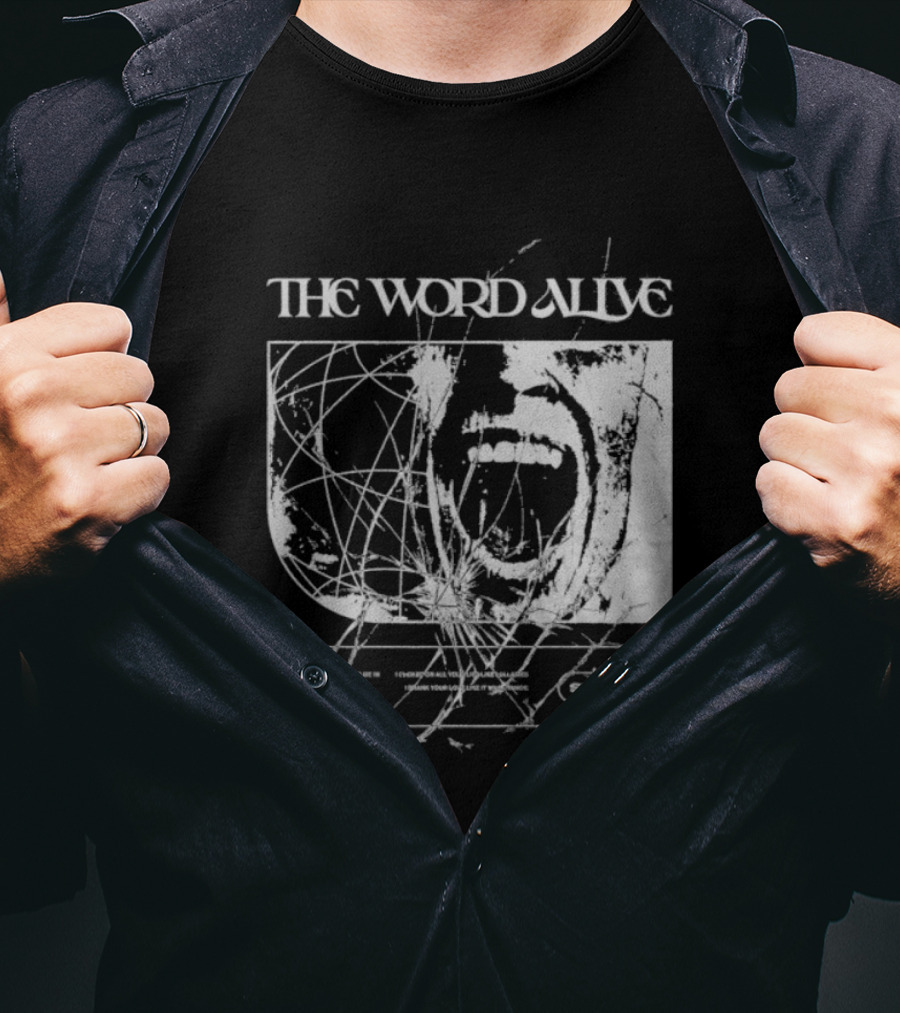 The Word Alive Strange Love Grayscale Mixed Media Art With Scribbles T-Shirt