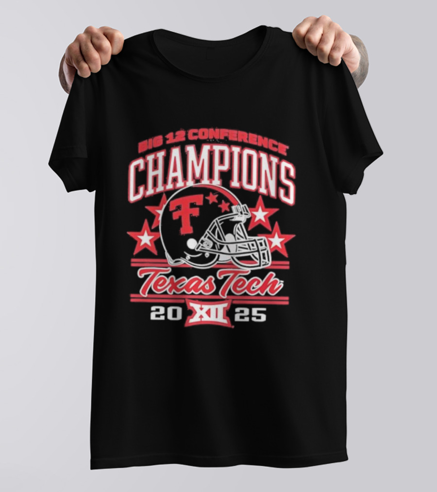 Texas Tech Red Raiders 2025 Big 12 Champions Football Helmet T-Shirt