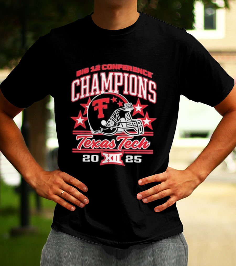 Texas Tech Red Raiders 2025 Big 12 Champions Football Helmet T-Shirt
