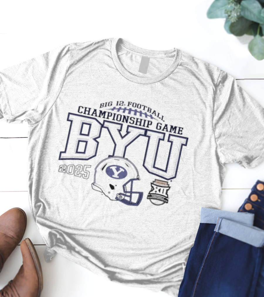 BYU Cougars Big 12 Football Championship Game 2025 Helmet Logo T-Shirt