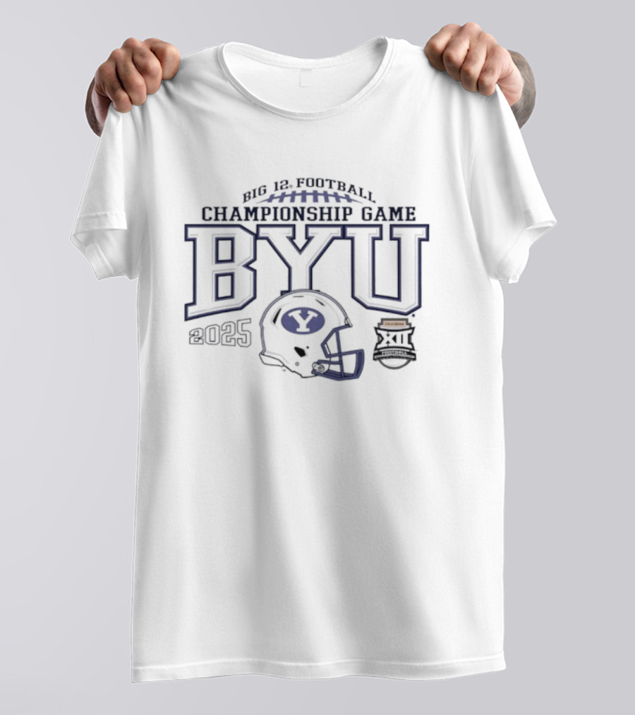 BYU Cougars Big 12 Football Championship Game 2025 Helmet Logo T-Shirt