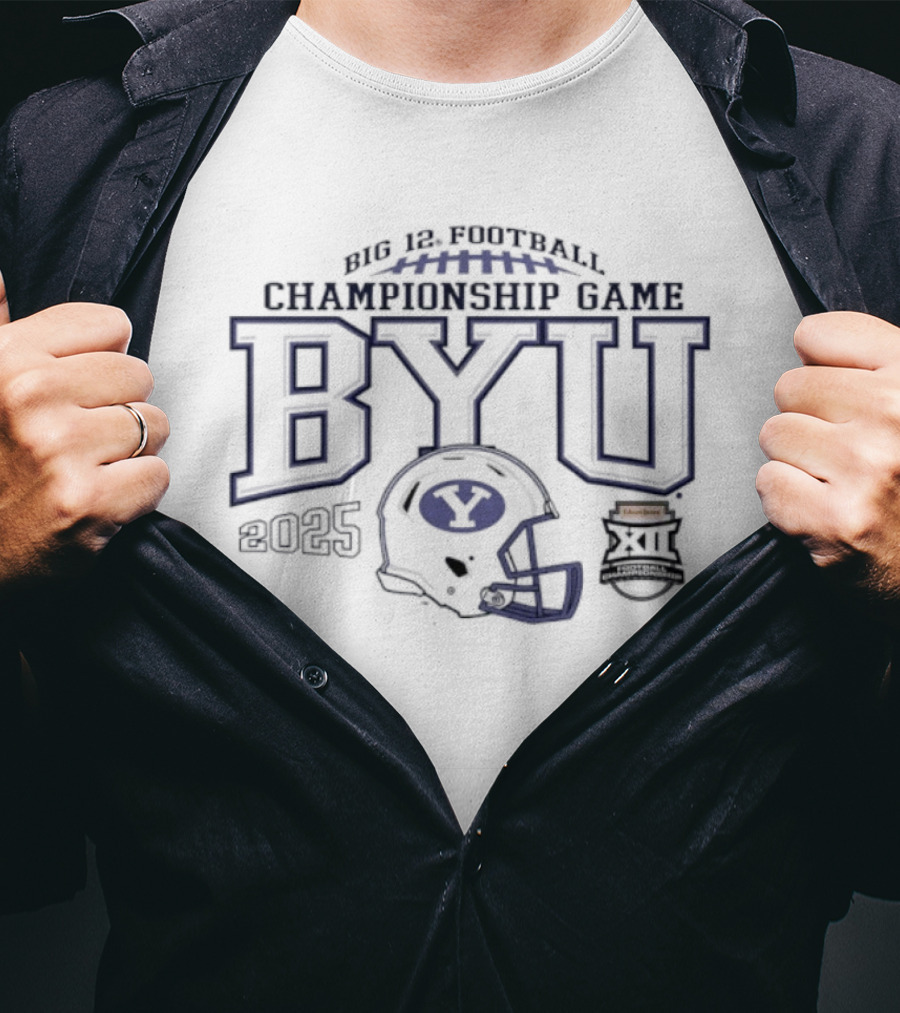 BYU Cougars Big 12 Football Championship Game 2025 Helmet Logo T-Shirt