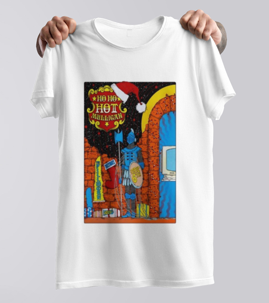 Ho Ho Ho Hot Mulligan Dec 6th 2025 The Fillmore Detroit Knight And Santa Hat T-Shirt