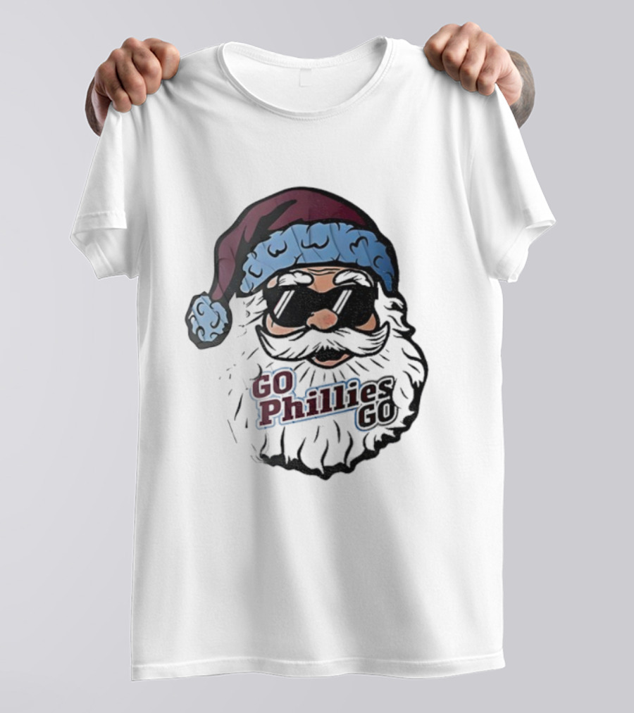 Santa Claus Phillies Go Phillies Baseball 2025 Christmas Hat T-Shirt