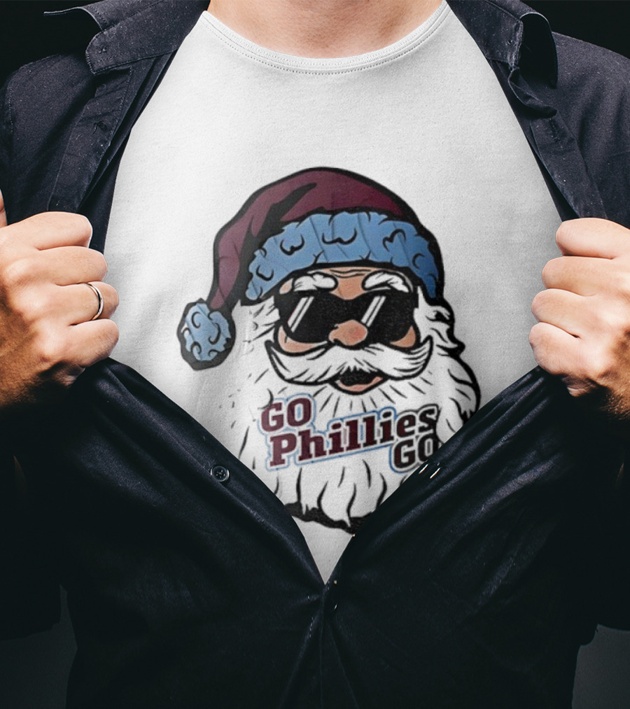 Santa Claus Phillies Go Phillies Baseball 2025 Christmas Hat T-Shirt