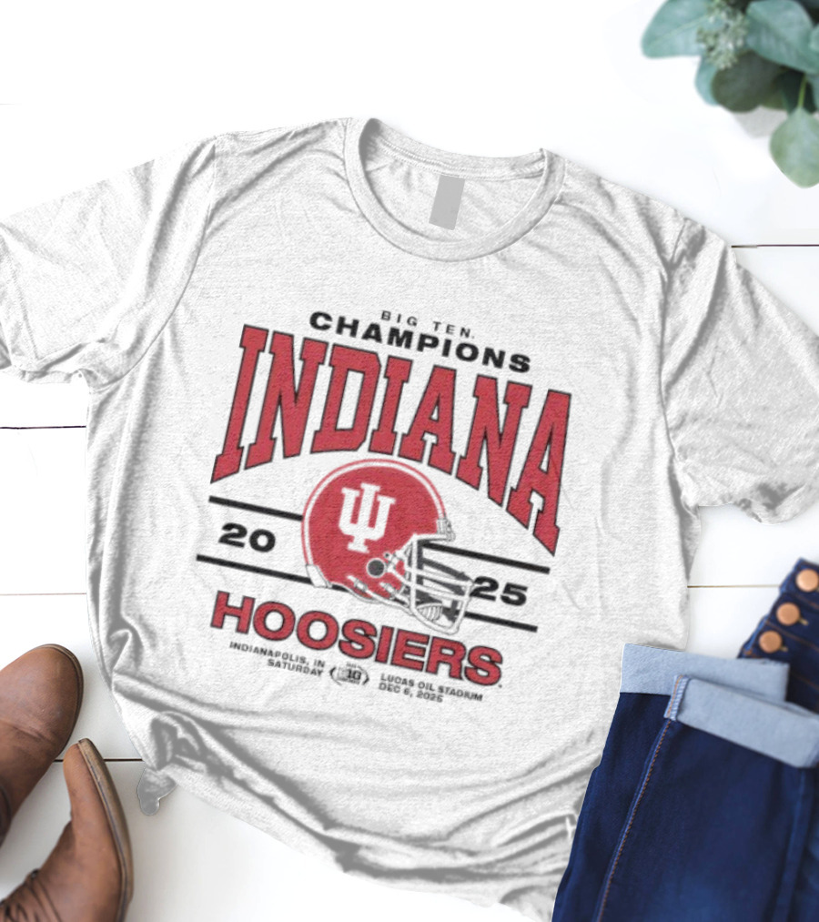 Indiana Hoosiers 2025 Big Ten Champions Football Helmet T-Shirt