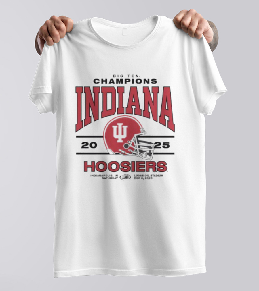 Indiana Hoosiers 2025 Big Ten Champions Football Helmet T-Shirt