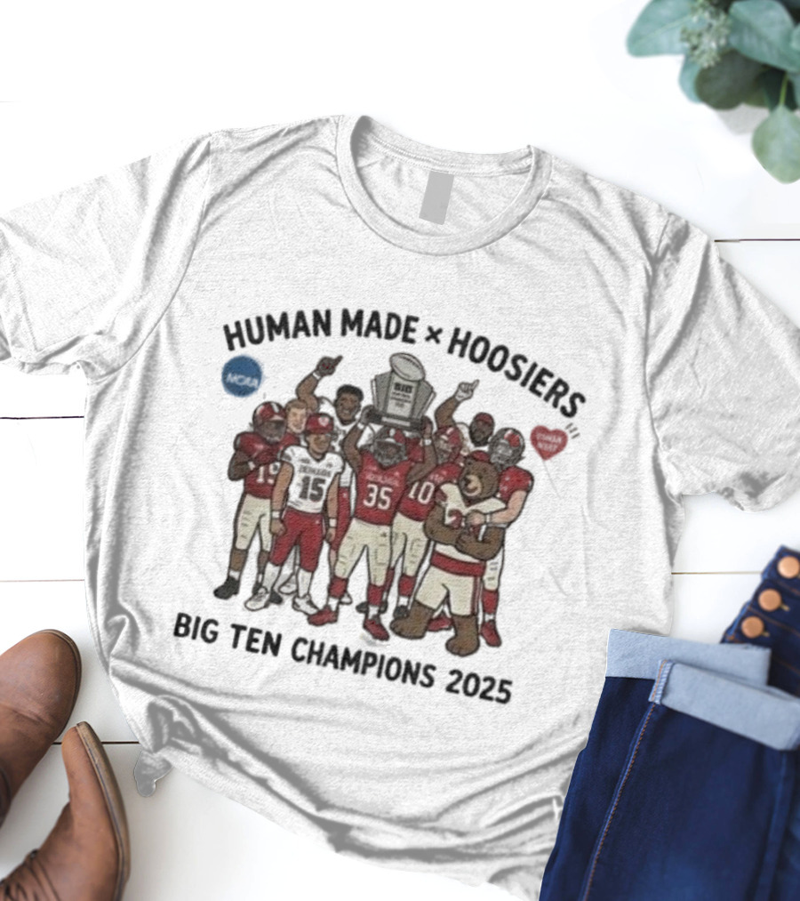 Indiana Hoosiers Human Made Big Ten Champions 2025 CFP NCAA Winner T-Shirt