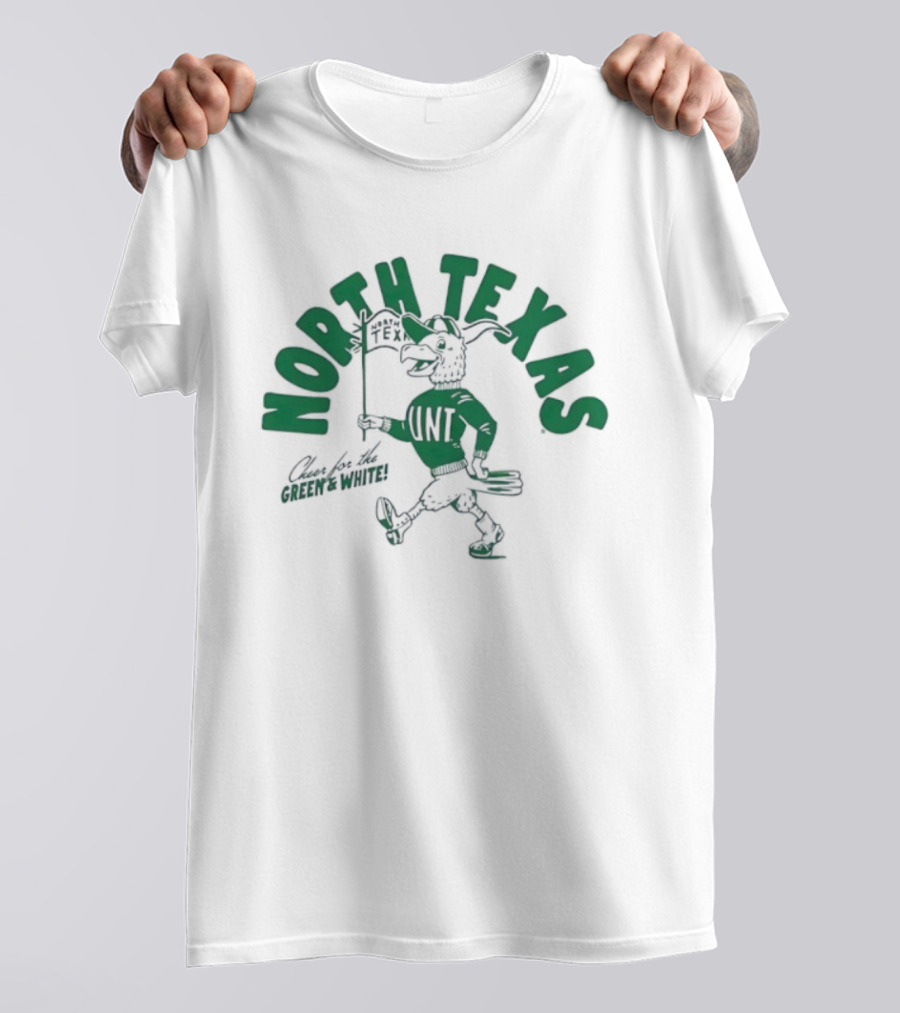 North Texas Mean Green Vintage Eagle Mascot Supporting Green And White T-Shirt
