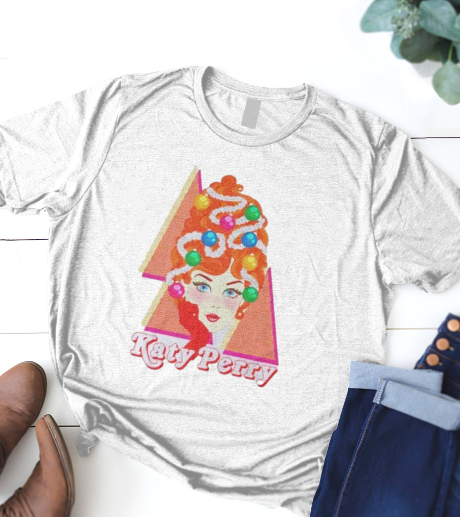 Katy Perry Christmas Candy Hair Design Merch T-Shirt