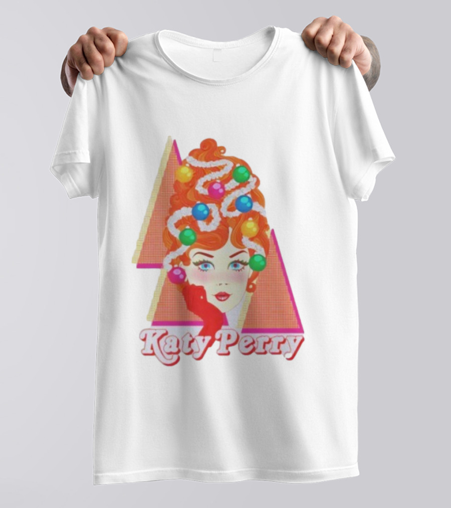 Katy Perry Christmas Candy Hair Design Merch T-Shirt