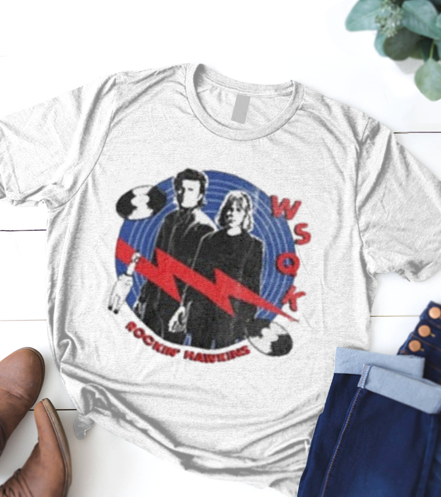 Steve Harrington Nancy Wheeler Stranger Things WSQK Rockin’ Hawkins T-Shirt