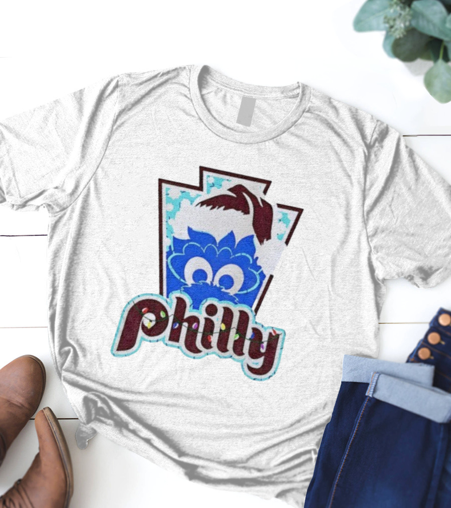 Philly Phanatic Santa Hat Christmas Philadelphia Phillies Holiday Fan Gear T-Shirt