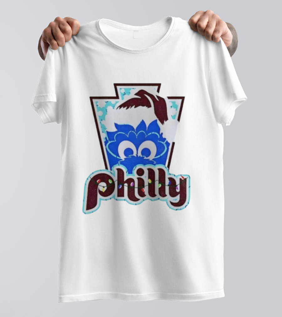 Philly Phanatic Santa Hat Christmas Philadelphia Phillies Holiday Fan Gear T-Shirt