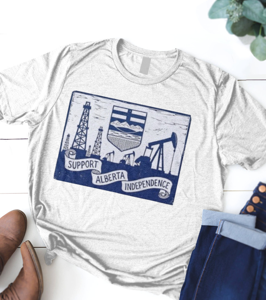 Support Alberta Independence Oil Rigs And Provincial Flag Symbol T-Shirt