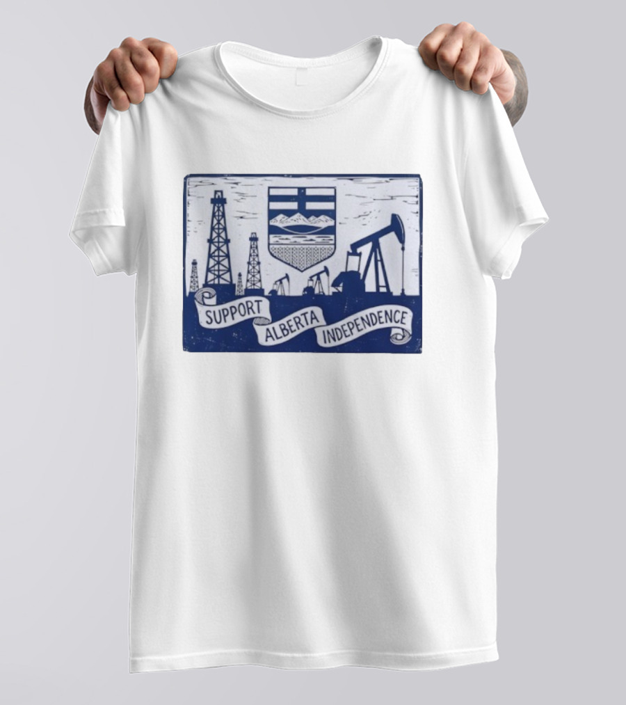Support Alberta Independence Oil Rigs And Provincial Flag Symbol T-Shirt