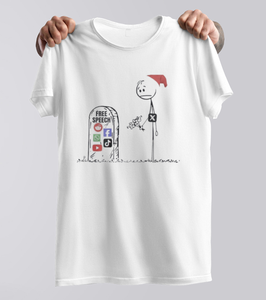 X Free Speech Still Lives Social Media Tombstone Drawing White Background T-Shirt
