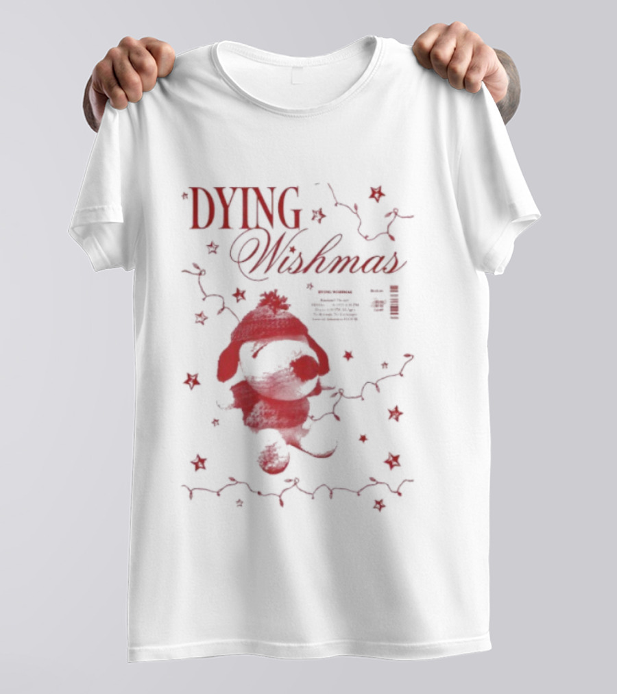 Dying Wish December 12 2025 Portland OR Concert Red Christmas Santa Hat Pom Poms Snowflakes T-Shirt