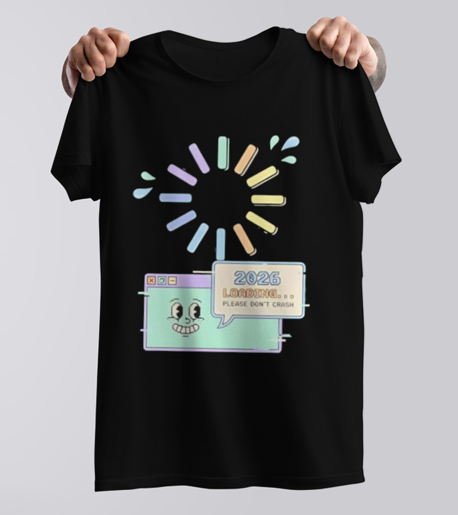 2026 Loading Please Don’t Crash Fun Pixel Art Countdown Graphic T-Shirt