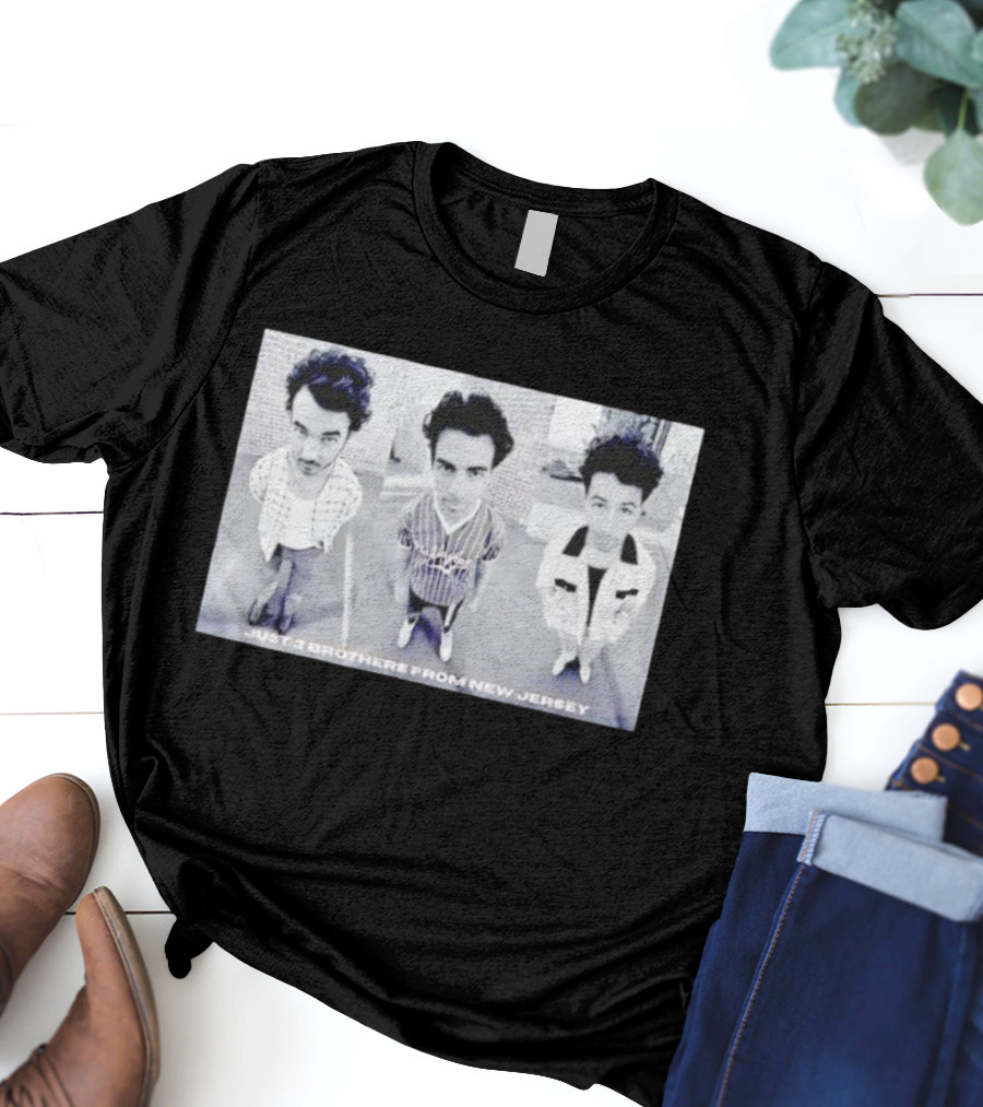 Just 3 Brothers From New Jersey Black And White Trio Image T-Shirt