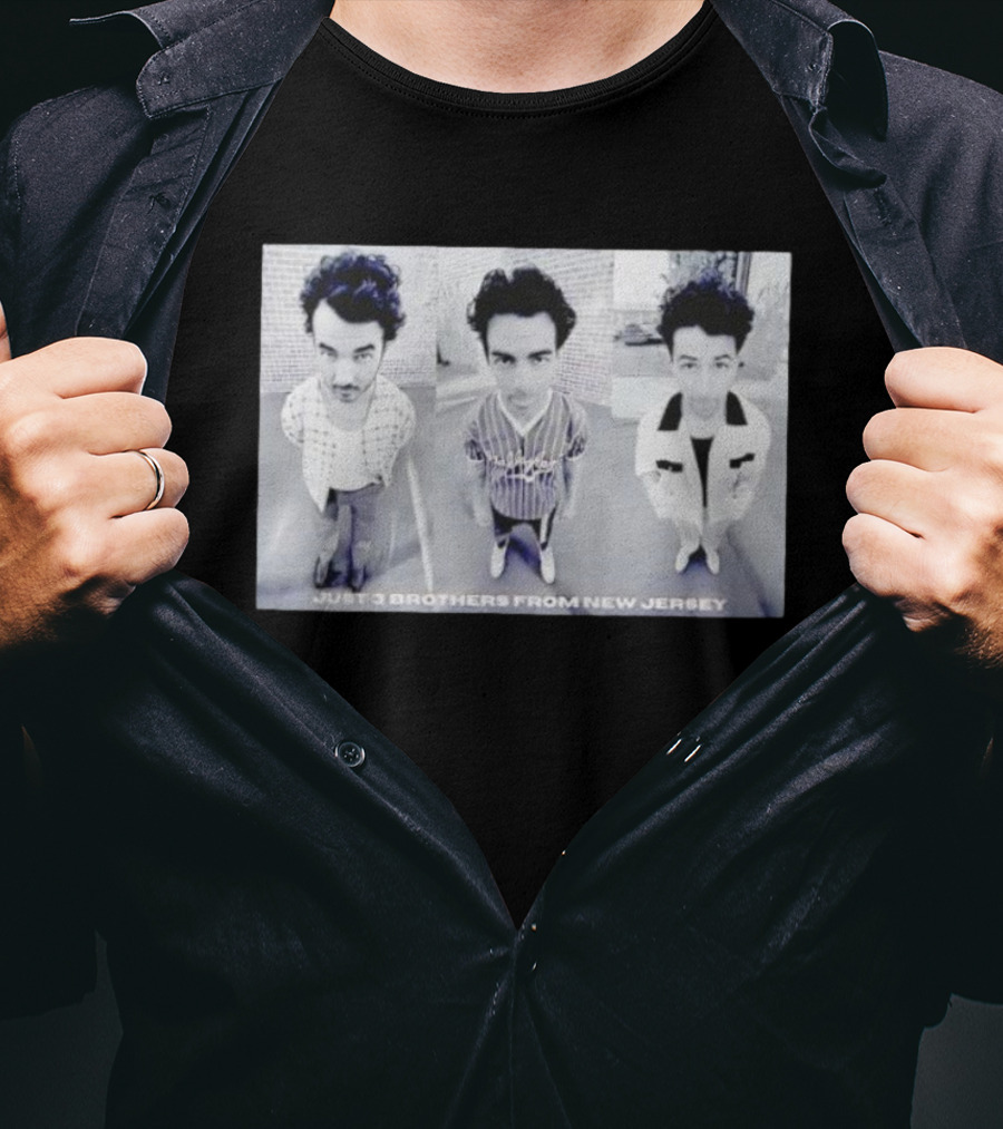 Just 3 Brothers From New Jersey Black And White Trio Image T-Shirt