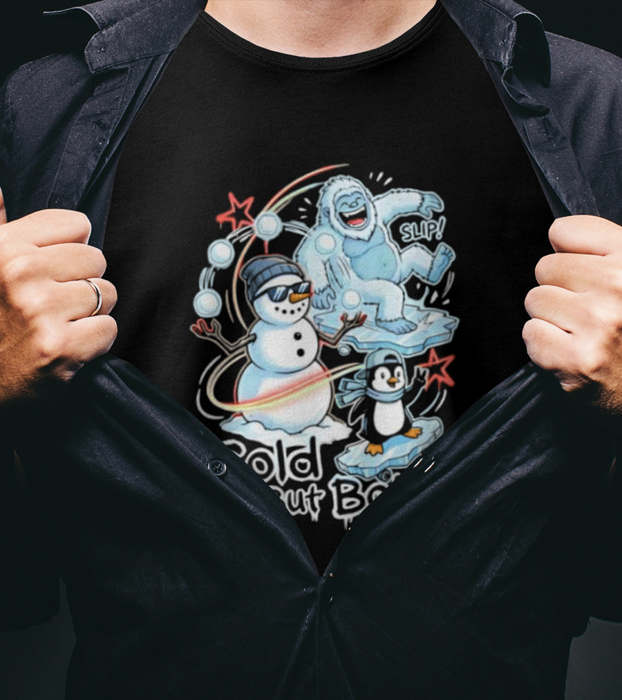 Cold But Bold Snowman Yeti Penguin Christmas Fun T-Shirt