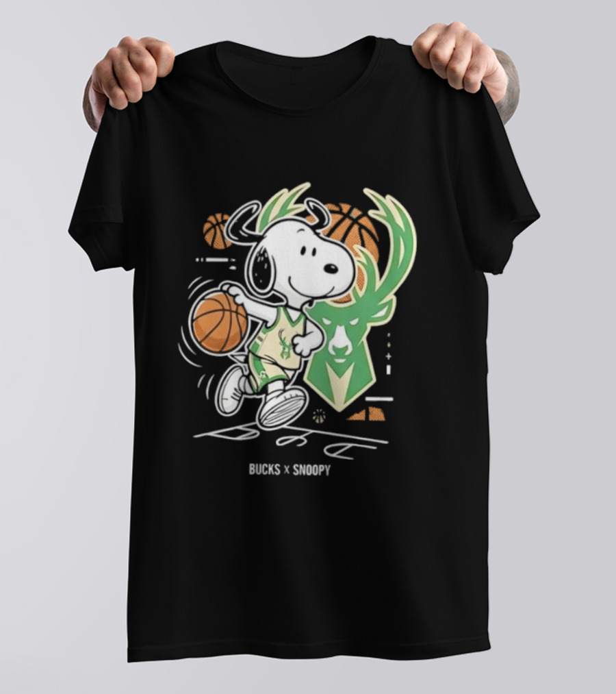 Milwaukee Bucks Snoopy Peanuts NBA Basketball Graphic T-Shirt