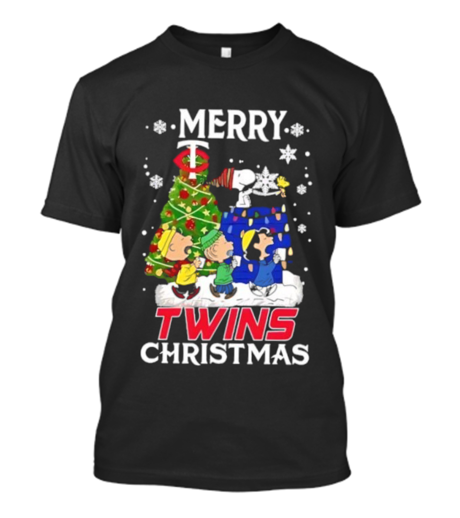 Merry Snoopy And Friends Twins Christmas Peanuts Festive Holiday T-Shirt