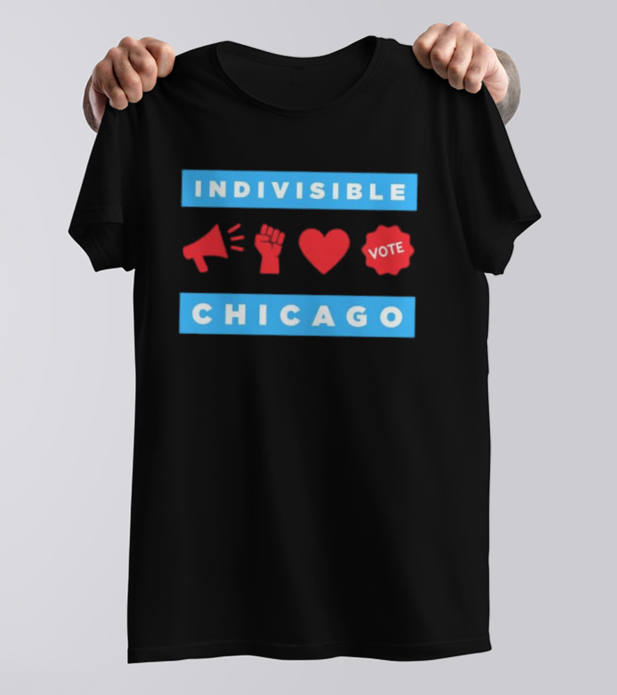 Indivisible Megaphone Heart Vote Chicago T-Shirt