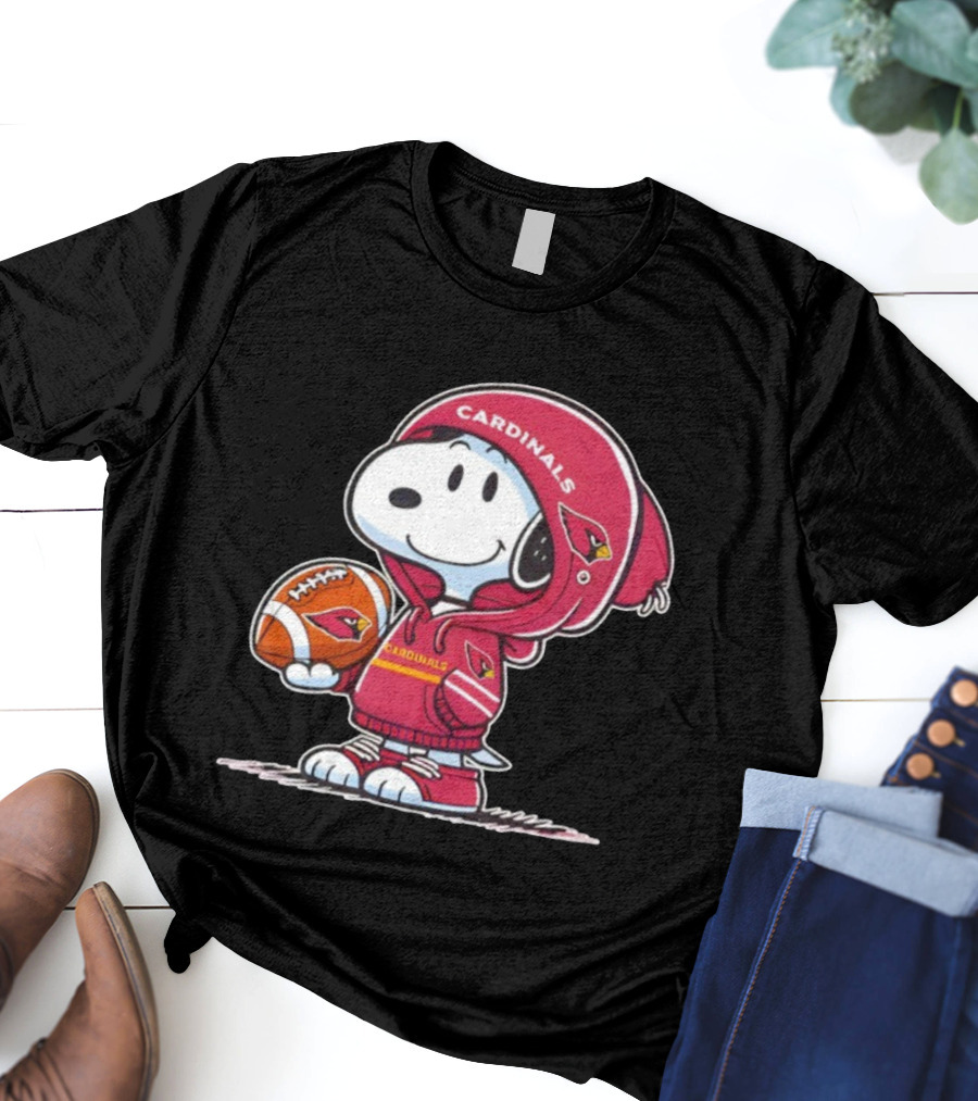Snoopy Arizona Cardinals Football And Ball T-Shirt