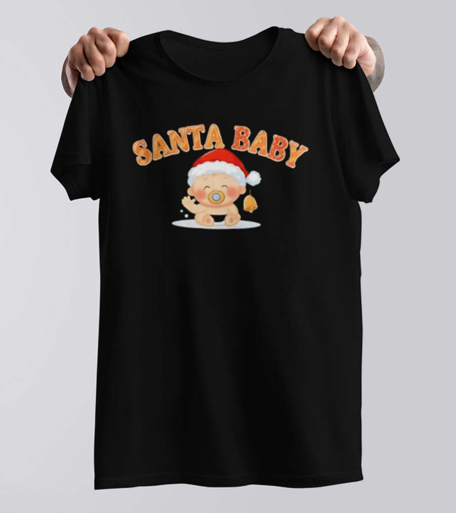 Santa Baby Holiday Infant With Santa Hat And Bell T-Shirt